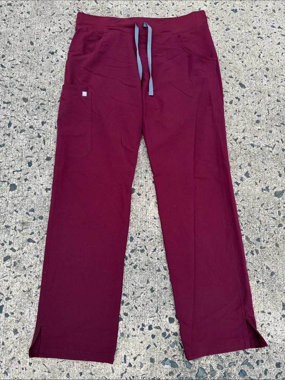 Women’s FIGS scrubs Drawstring Cargo Pants - Burgundy- straight leg